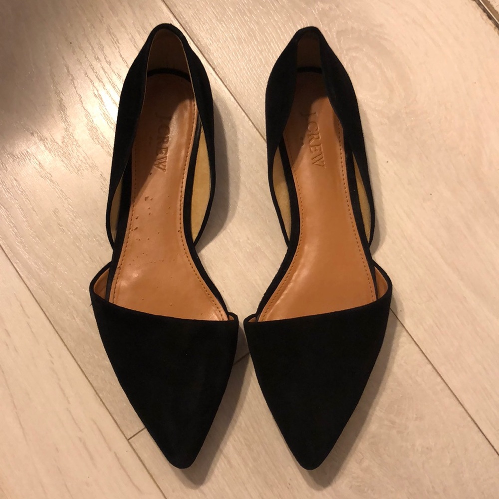 j. crew black suede flats
